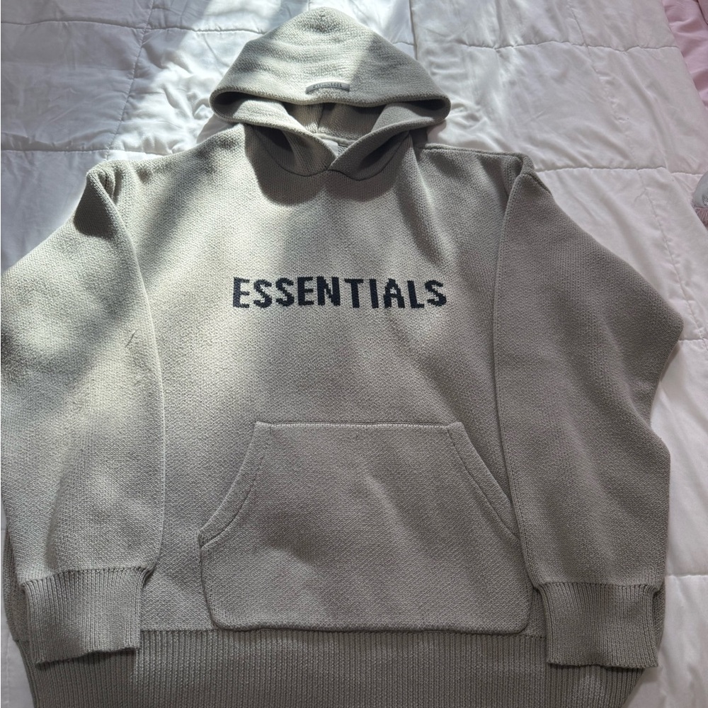Fear of God Essentials Knit Pullover Hoodie in Pistachio (XXL)